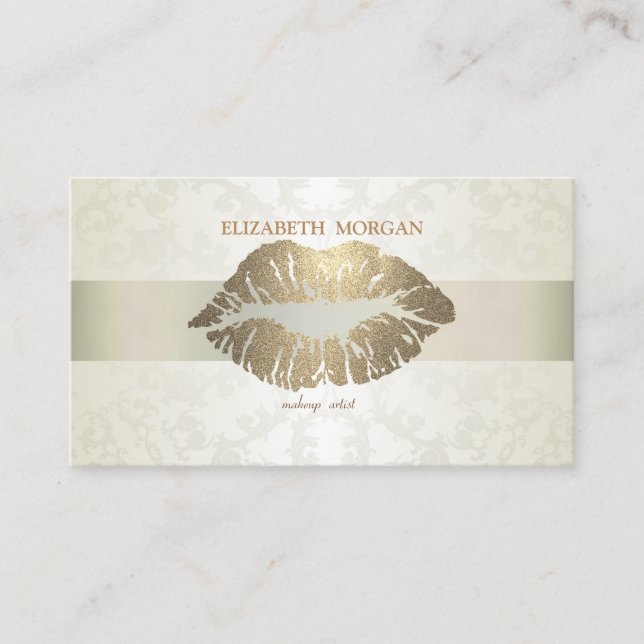 Vintage Elegant,Chic,Lace,Glittery Lips Business Card (Front)