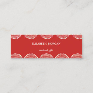 Vintage Elegant,Chic, Red, White Lace Mini Business Card