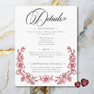 Vintage Elegant Chinoiserie Floral Heart Wedding Enclosure Card