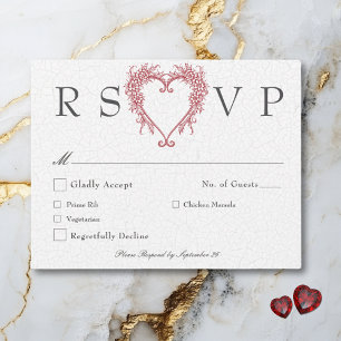 Vintage Elegant Chinoiserie Floral Heart Wedding RSVP Card