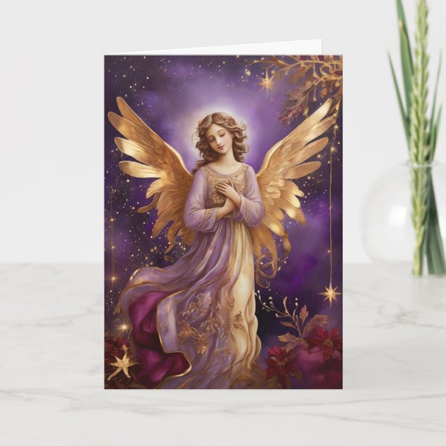 Vintage Elegant Christmas Angel Custom Message Card (Front)