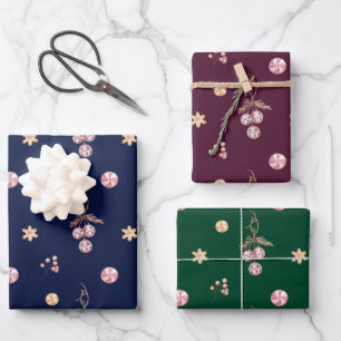 Vintage Elegant Christmas Bells Patterns  Wrapping Paper Sheet