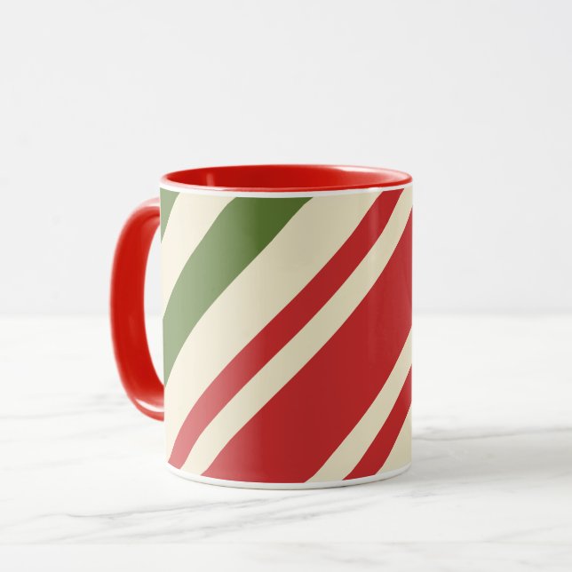 Vintage Elegant Christmas Candy Cane Mug (Front Left)