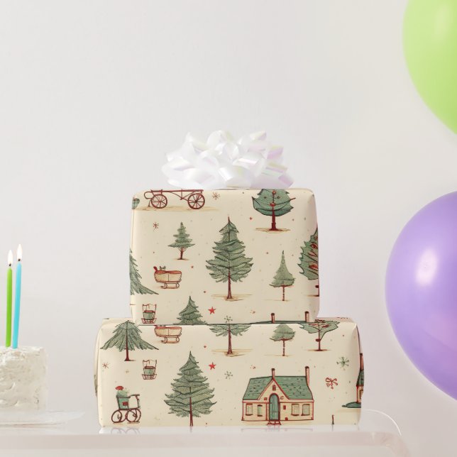Vintage Elegant Christmas Pattern Wrapping Paper (Party Gifts)