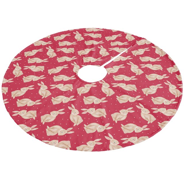 Vintage Elegant Christmas Woodland Animal Fleece Tree Skirt (Angled)