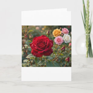 Vintage Elegant Colourful Roses Floral Greeting Ca Card