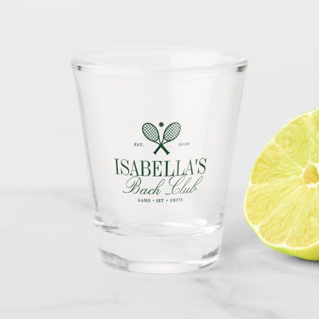 Vintage Elegant Country Club Bachelorette Custom Shot Glass (Front)