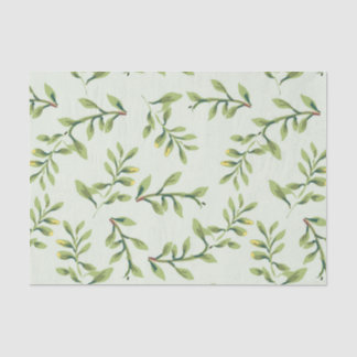 Vintage Elegant Cute Green Leaves Tissue Paper