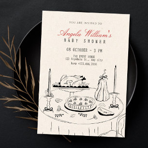 Vintage elegant dinner table decor baby shower invitation