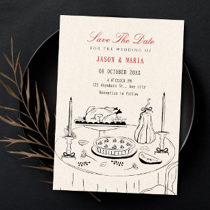 Vintage elegant dinner table decor wedding save the date