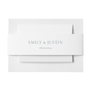 Vintage Elegant Dusty Blue Baroque Wedding Invitation Belly Band