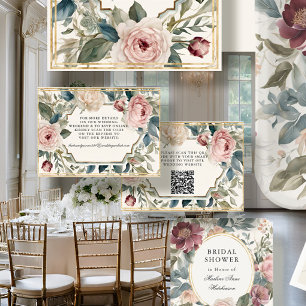 Vintage Elegant Floral Art Nouveau Pink Gold RSVP Enclosure Card