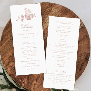 Vintage Elegant Floral Bouquet Wedding Programme