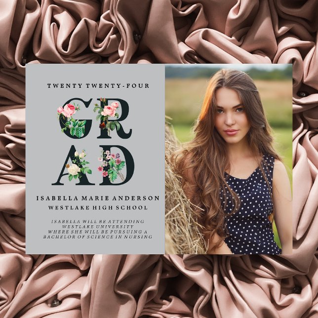 VINTAGE ELEGANT FLORAL GRADUATION ANNOUNCEMENT (Creator Uploaded)