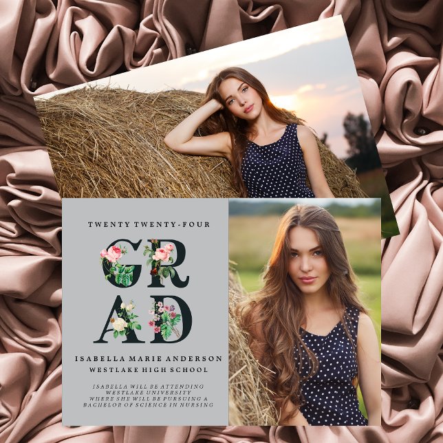 VINTAGE ELEGANT FLORAL GRADUATION ANNOUNCEMENT (Creator Uploaded)