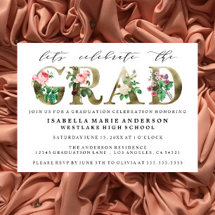 VINTAGE ELEGANT FLORAL GRADUATION PARTY INVITATION