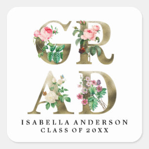 VINTAGE ELEGANT FLORAL GRADUATION STICKER