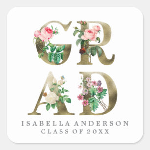 VINTAGE ELEGANT FLORAL GRADUATION STICKER