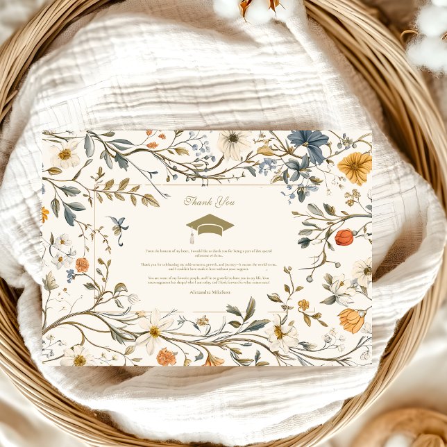 Vintage Elegant Floral Graduation Thank You Card (Creator Uploaded)