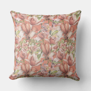 Vintage Elegant Floral Pattern Terracotta  Cushion