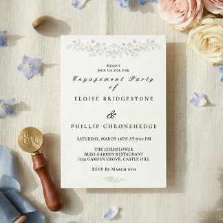 Vintage Elegant Floral Regency Engagement Party Invitation