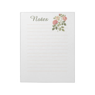 Vintage Elegant Floral Roses Aesthetic Lined Note