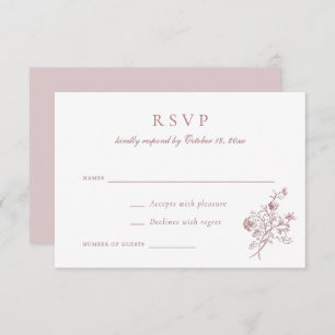 Vintage Elegant Floral Script Mauve Wedding RSVP Invitation