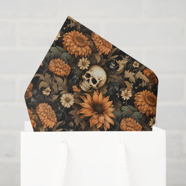 Vintage Elegant Floral Skull Tissue Paper (Gift Bag)