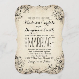 Vintage Elegant Flourish Rustic Wedding Invitation