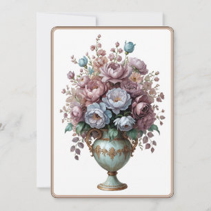 Vintage Elegant Flower Pretty Floral Bouquet Vase Holiday Card