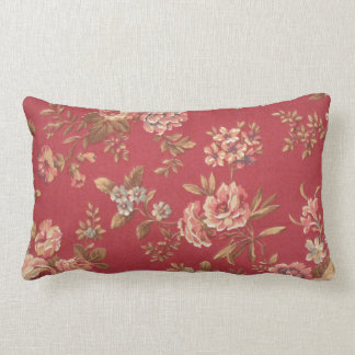 Vintage Elegant Girly Pink Red Blue Brown Roses Lumbar Cushion
