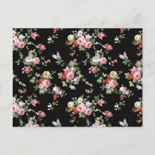 Vintage Elegant Girly Pink Red Trendy Roses Floral Postcard