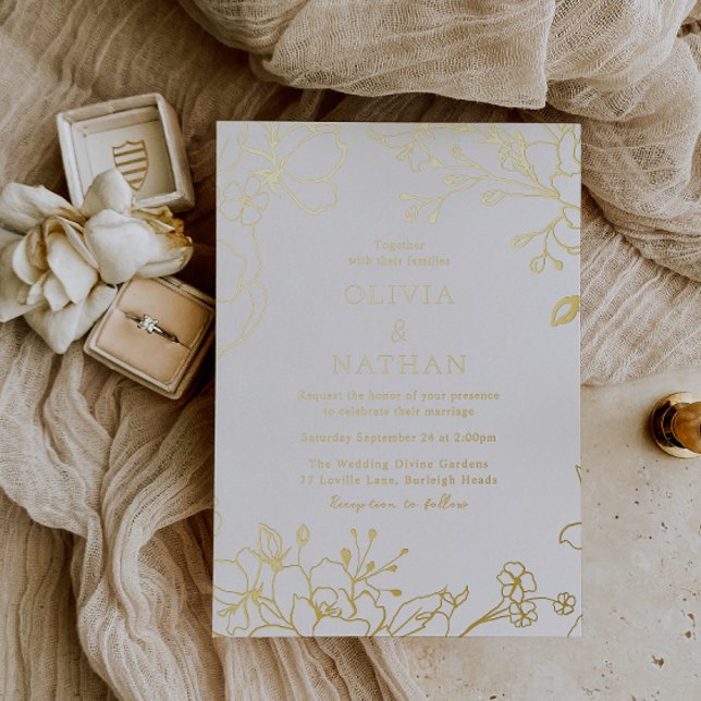 Vintage Elegant Gold Foil Flowers Wedding (Creator Uploaded)