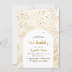 Vintage Elegant Gold Glitter 50th Birthday Invitation