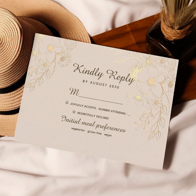 Vintage Elegant Gold Wedding  RSVP Card (Creator Uploaded)