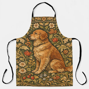 Vintage elegant Golden Retriever boho painting Apron