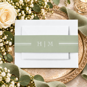 Vintage Elegant Green Crest Garden Wedding Invitation Belly Band