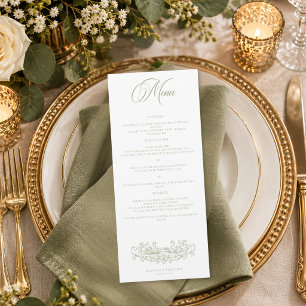 Vintage Elegant Green Crest Garden Wedding Menu