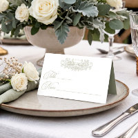 Vintage Elegant Green Crest Garden Wedding