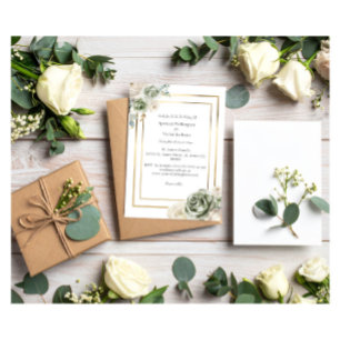 Vintage & Elegant Green Gold Micro Wedding Invitation