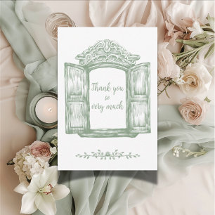 Vintage Elegant Green Rustic  Thank You Card