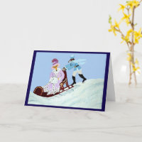 Vintage Elegant Greyhound Couple with Sleigh