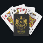 Vintage Elegant Groomsmen Gift Lion Emblem Badge Playing Cards<br><div class="desc">Celebrate your special day with this exquisite Victorian era-inspired Playing Card Groomsmen Gifts, the perfect blend of classic elegance and contemporary flair. These meticulously designed playing cards are more than just a deck; they are a customised, personalised gift that adds a touch of sophistication to weddings, bachelor parties, engagement parties,...</div>