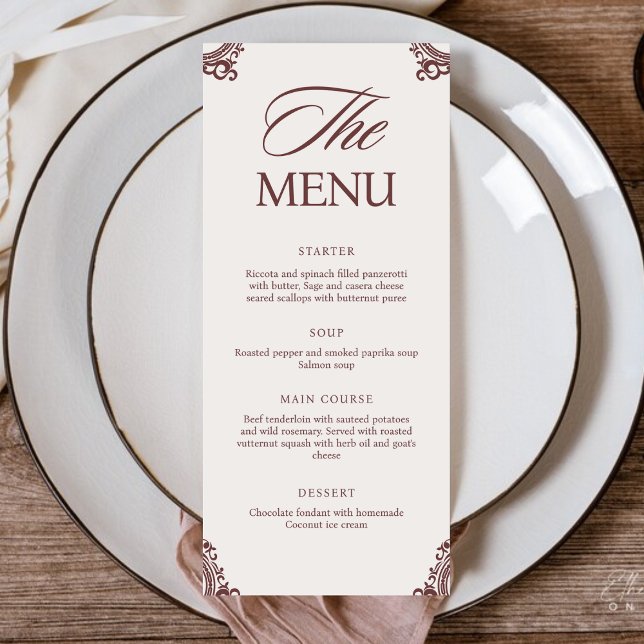 Vintage Elegant Handwriting Wedding Dinner  Menu (Creator Uploaded)