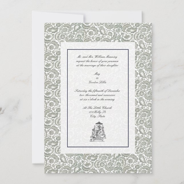 Vintage Elegant Indian Wedding Invitation (Front)