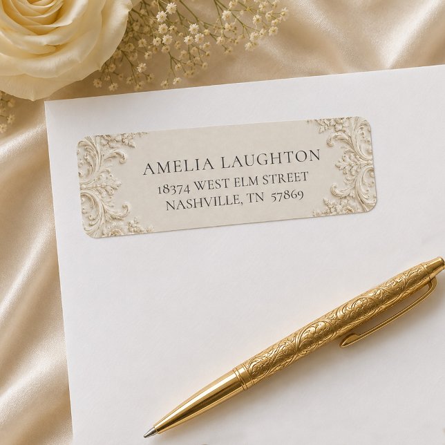 Vintage Elegant Ivory Embossed Wedding (Vintage Elegant Ivory Embossed Wedding Label)