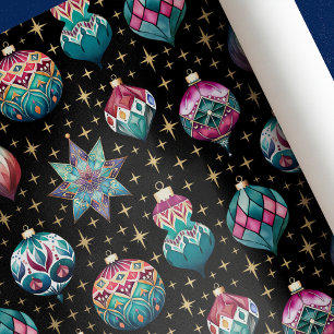 Vintage Elegant Jewels Christmas Ornaments Wrapping Paper