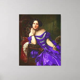 Vintage Elegant Lady In Blue Violet Dress Canvas Print
