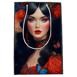 Vintage Elegant Lady In Red 1 Medium Gift Bag