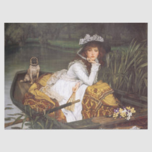 Vintage Elegant Lady On A Boat And A Dog Decoupage Tissue Paper